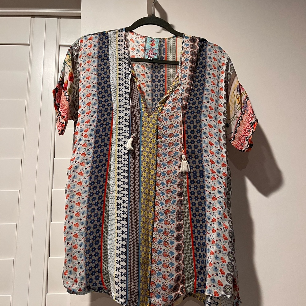 Johnny Was Floral and Geometric Blouse